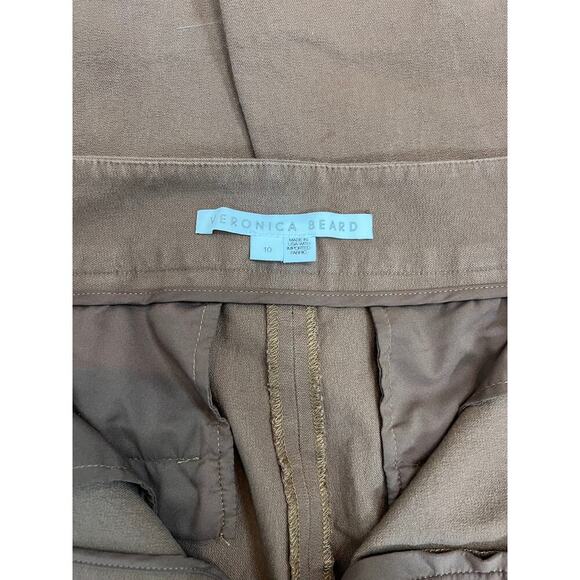 Veronica Beard Pants in Cognac Brown Size 10 Zip Fly Flare Leg Stretch Cotton - Picture 4 of 4